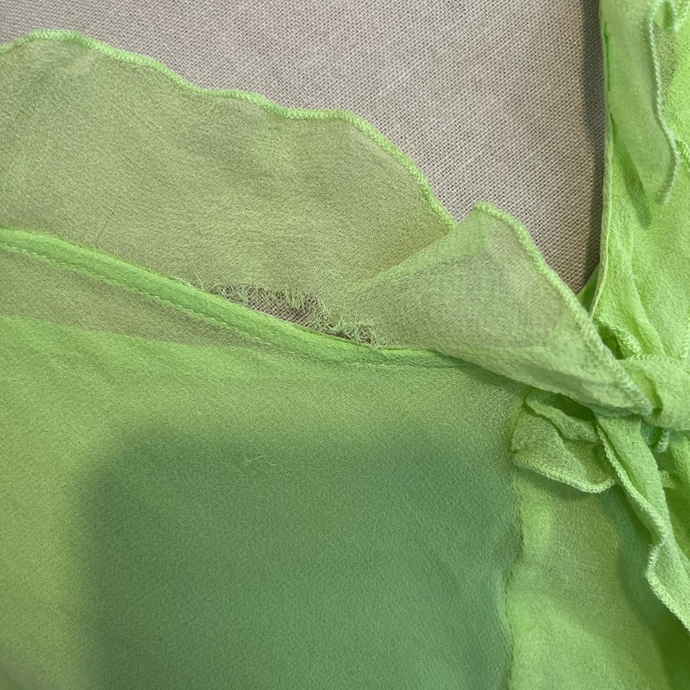 Worthington Lime Ruffle Chiffon with inside camsole Blouse - Picture 6 of 10